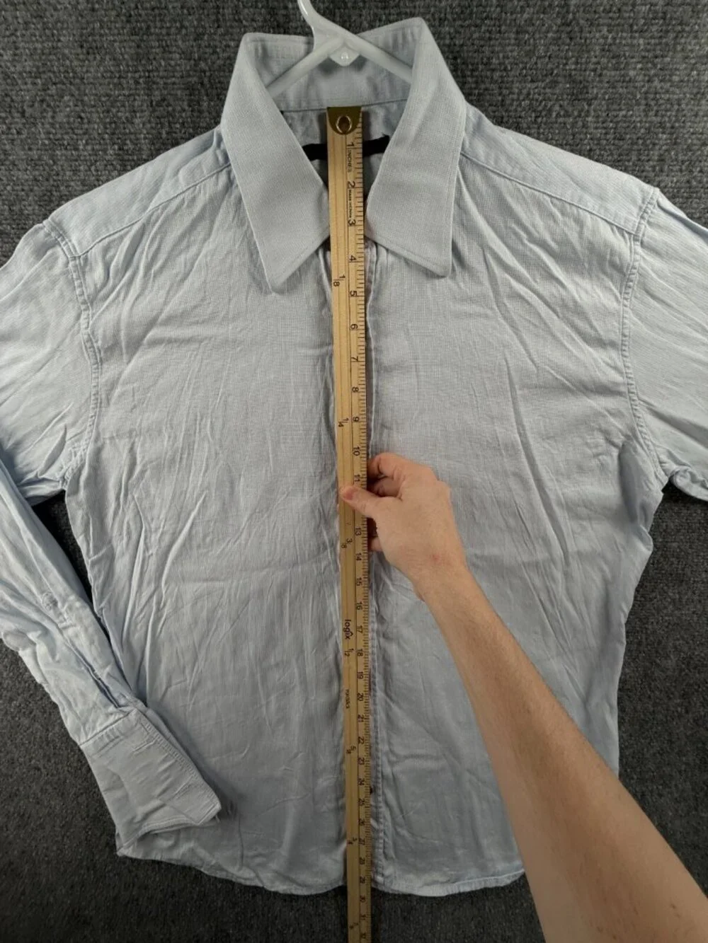 Gucci Blue French Cuff Long Sleeve Button Up Shirt Italy Size 16 Cotton Point